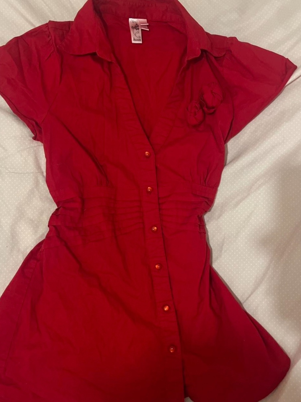 Y2k red button-up tailored blouse